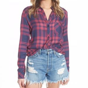 Rails Hunter Rouge Indigo Plaid Button Down Shirt S